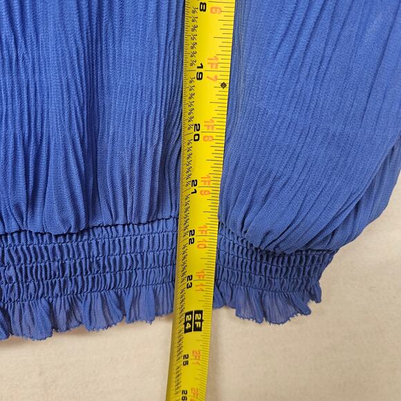 NWT Laundry by Shelli Segal Blue Short Sleeve Sheer Layer blouse - Picture 8 of 9